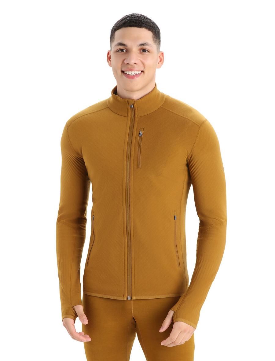 Kurtka Icebreaker RealFleece™ Merino Descender Long Sleeve Zip Męskie Brązowe | PL 1705QMAZ